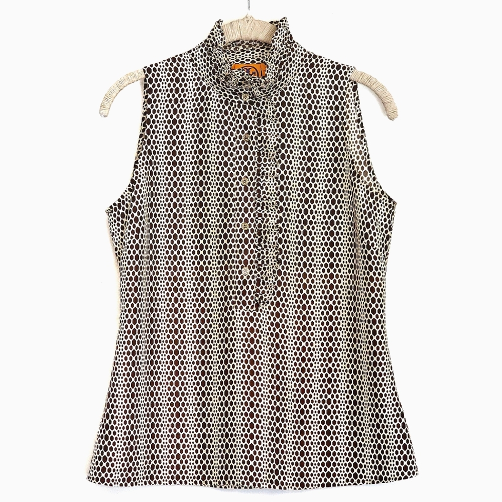 Tory Burch Monochrome Geometric Sleeveless Top